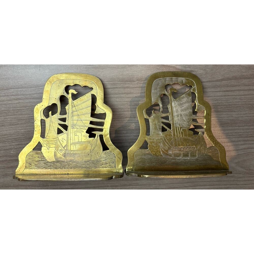 VTG Bronze Ship Bookends Nautical Decor Sailing-Chinh-Dragon - Picture 2 of 13